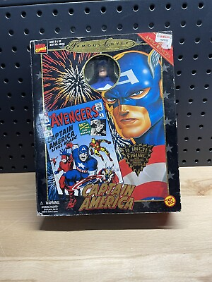#ad VTG 1998 Toy Biz Marvel Famous Cover Series Captain America 8” figure With Box $9.09