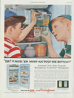 #ad 1955 Westinghouse Refrigerator Vintage Print Ad Juice Fountain Frost Free SP2 $14.99