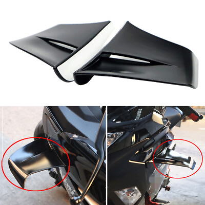 #ad Glossy Black Motorcycle Winglet Aerodynamic Wing Side Fairing Spoiler Trim Cover $19.70