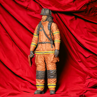 #ad Firefighter with Ax Resin 3d printed Diorama Figure Detailed Fireman Miniature $8.99