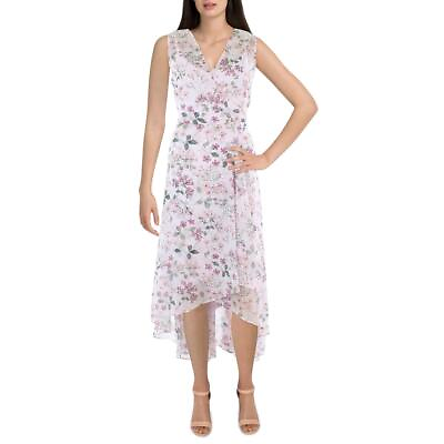 #ad Calvin Klein Womens Pink Floral Long Wedding Maxi Dress 14 BHFO 5650 $23.99