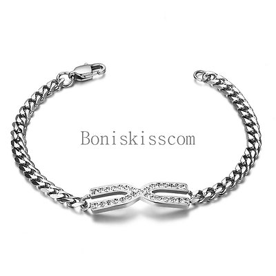 #ad Infinity Charm Stainless Steel Curb Chain Link Bracelet 7.5 Inch Ladies Gift $9.99