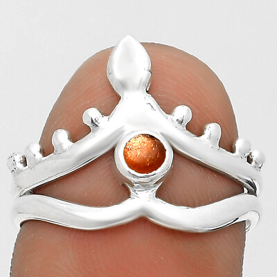 #ad Natural Sunstone Namibia 925 Sterling Silver Ring s.8 Jewelry R 1467 $8.49
