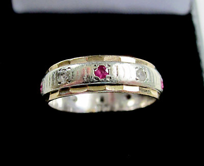 #ad VINTAGE 9ct. GOLD RING WITH PINK amp; CLEAR STONES * SIZE M * GBP 74.95
