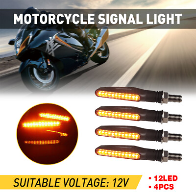 #ad 4x Universal Motorcycle 12LED Amber Turn Bike Signal Indicators Blinker Light US $14.24