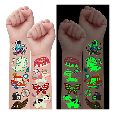 #ad Glow Temporary Tattoos for Kids Party Favors 380 Mixed Styles Tattoo Sticker... $13.99