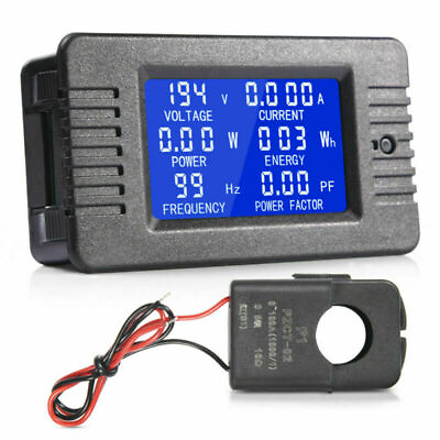 80 260V 100A LCD Display AC Volt Meter Ammeter Energy Power Monitor Panel $21.65