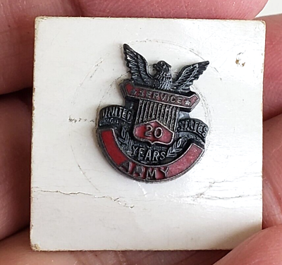 #ad Vtg HLP Sterling 20 Years United States Service Army Screw Pin 9 16quot; in Card $19.95