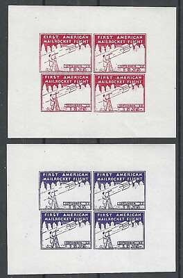 #ad Rocket Mail Sept. 22 1935 First American Mailrocket Flight 2 Sheets of 4 NH $60.00
