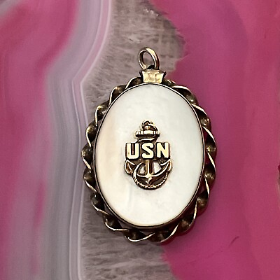 #ad Vintage WW2 Us Navy Mother Of Pearl 12K GF Sterling Silver Sweetheart Locket $29.99