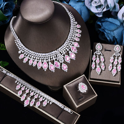 #ad Luxury 4piece Wedding Jewelry Set Crystal Necklace Set Nigeria Dubai Jewelry Set $170.98