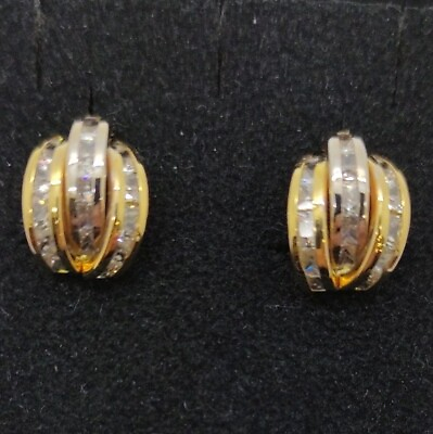 #ad Earrings Gold 18k 750 Mls. Bicolor With Circonitas. Ref 4A22 $300.93