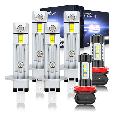 #ad H1 Led Headlight Bulbs Light High Low beam H11 Fog Light Combo Kit 6500K White $79.99