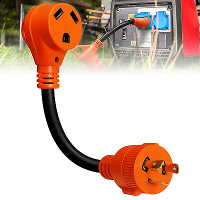 #ad 30A to 30A RV Power Adapter Cord Plug; NEMA TT 30R L5 30P For Generator Camper $21.99