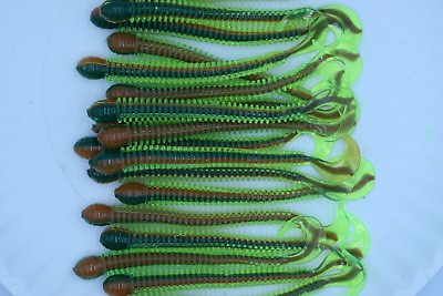 #ad 4quot; Firetiger Disc Ring Worms Soft Plastic Worms Walleye Bass Fishing $8.99