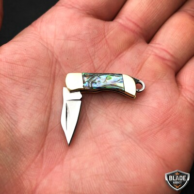 #ad WORLDS SMALLEST WORKING POCKET KNIFE Tiny Miniature REAL Blade Abalone Pearl $8.50