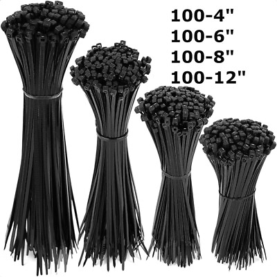 #ad #ad 400 Black Cable Zip Ties Assorted Sizes 100 PACK of 4quot; 12quot; Camping Survival Gear $17.95