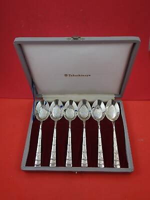 #ad Bamboo by Various Makers Sterling Silver Ice Cream Spoon set of 6 .950 silver 6quot; $259.00