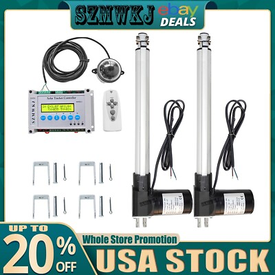 #ad Dual Axis Solar Tracking System 12V 6000N 16quot; Linear Actuator W LCD Controller $199.99