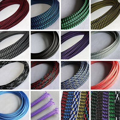 #ad 4 8 12mm PP Cottonamp;PET Expandable Braided Sleeving Sheath Cable Wire DIY Modding $18.19