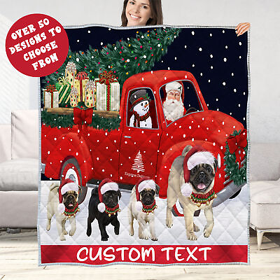 #ad Pug Quilt Dog Bedding Personalized Christmas Gift Many Designs NWT $59.99