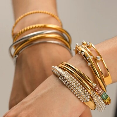 #ad Gold Plated 925 Sterling Silver Simulated Diamond Gem Zara Jewelry Bracelet Sale $10.97