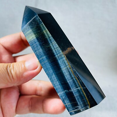 #ad 171g Natural Blue Tiger#x27;s Eye Jasper Wand Quartz Crystal Obelisk Energy Cure $49.00