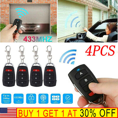 #ad 4PCS Universal Garage Door Remote 433mhz Electric Cloning Control Key Fob Opener $15.99