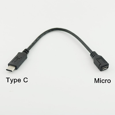 #ad 1pcs 20cm Micro USB Female to USB 3.1 Type C Male Connector Data Charging Cable $2.99