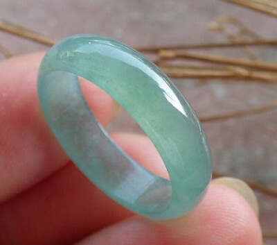#ad Certified Icy Green Natural 100% A Jadeite Jade Circle Ring NO. 7.75 戒指 414273 $47.20