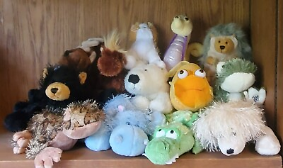 #ad Ganz Stuffed Animals Collection 13 Toys Dog Cat Bear Frog Hippo Fish $55.00