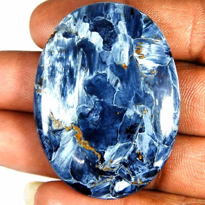 #ad 87.05Cts100%Natural Large Blue Pietersite Oval Cabochon 47x35x7 Loose Gemstone $44.19