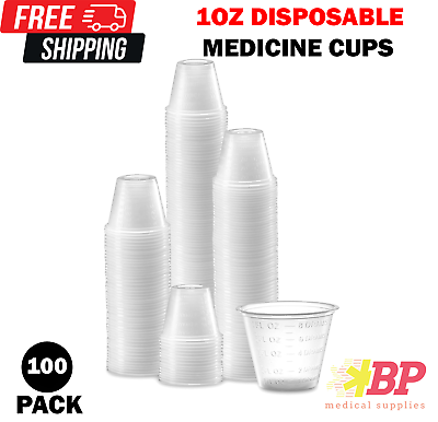 #ad New Sleeve of 100 Medicine Cups Plastic Graduated 1 Oz 100 sleeve $5.95