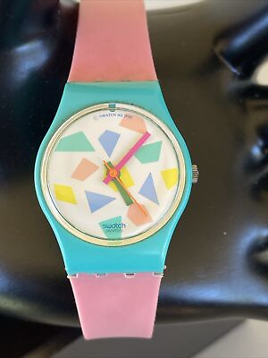 #ad 1988 Woman’s Pink Lolly Swatch Watch Swiss Made Untested $35.99