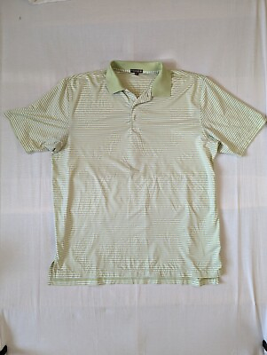 #ad Peter Millar Sumer Comfort Shirt Mens 2XL Polo Striped Short Sleeve Golf Green $15.99