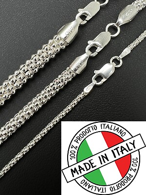 #ad Real Solid 925 Sterling Silver Diamond Cut Popcorn Mesh Chain Necklace Coreana $87.33