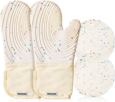 #ad Silicone Oven Mitts PairOven Gloves Bpa Free Long Cooking MittsCute Oven Mit $33.36
