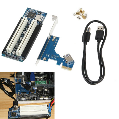 #ad PCI E express X1 to dual PCI riser extend adapter card with 60cm USB3.0 cable $97.80