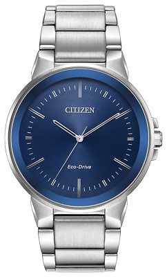 #ad Citizen Eco Drive Men#x27;s Axiom Blue Dial Stainless Steel Watch 41MM BJ6510 51L $114.99