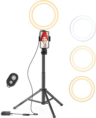#ad 9 inch Ring Light with Stand and Phone Holder 50quot; Tripod with Remote. $75.00