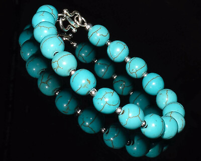 #ad Turquoise Natural Gemstone Spacer Round Sphere Beads 8mm 7quot; Bracelet AN 119 $9.99