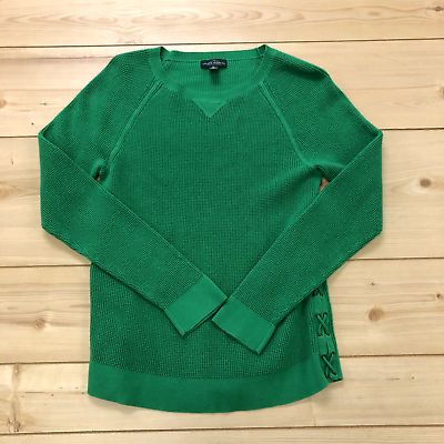 #ad Lauren Ralph Lauren Green Solid Tight Knit Casual Thermal Sweater Women#x27;s Size M $24.00