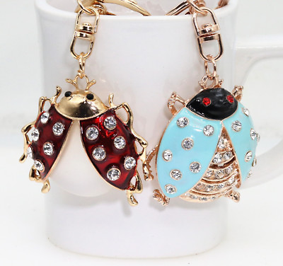 #ad Exquisite rhinestone ladybug key keyrings fashion crystal Insect key ring k180 $7.19