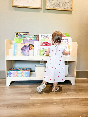#ad Large 3 Shelf Montessori Bookshelf Toy shelf Combo With Hidden Back Storage $225.95