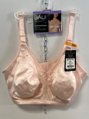 #ad Bali Double Support Back Smoothing Bra pink 40 DD NWT Wirefree lightly $24.99