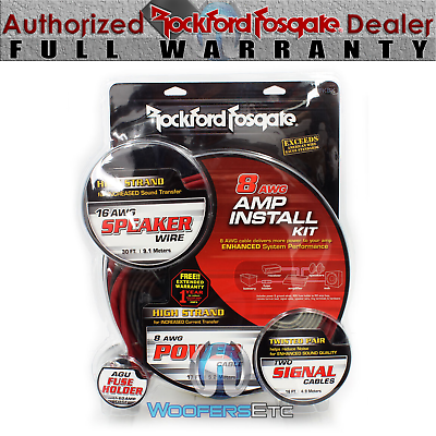 #ad RFK8X ROCKFORD FOSGATE 8 AWG GAUGE AMP SUBWOOFER AMPLIFIER WIRE INSTALLATION KIT $119.00