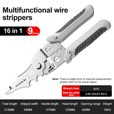 #ad Wire Stripper Pliers Multifunctional Electric Cable Stripper Crimper Cutter Tool $14.30