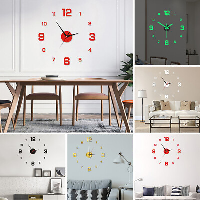 #ad Luminous Wall Digital Clock Fashion Three Dimensional Mute Horloge Decoration $7.15