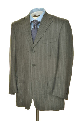 #ad ERMENEGILDO ZEGNA Recent ROMA Gray Striped 100% Wool Jacket Pants SUIT 40 R $99.00
