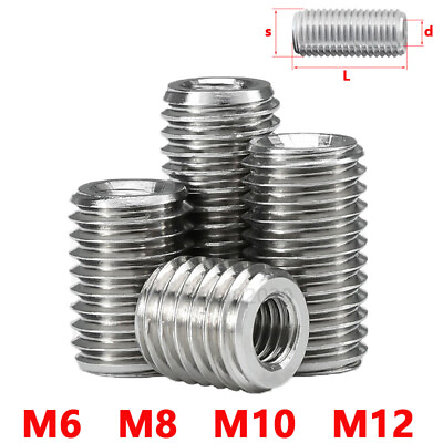 #ad M6 M12 THREAD ADAPTER THREADED INSERTS SCREW REDUCER ADAPTER A2 STAINLESS STEEL $3.85